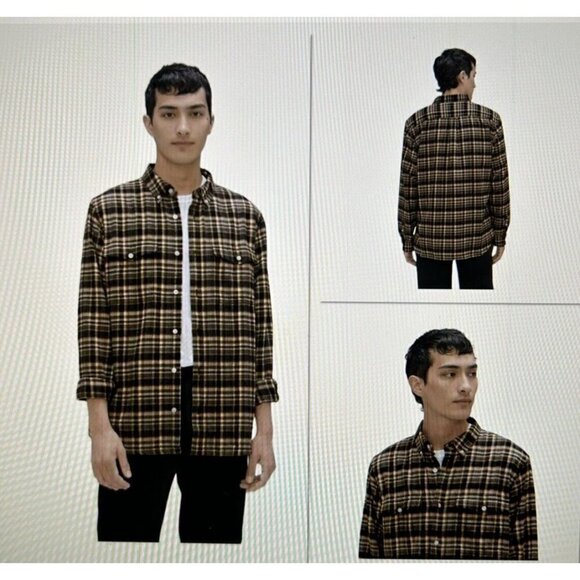 Everlane Mens Brushed Flannel Beech Plaid Long Sleeve Button Down Shirt Size L - Picture 1 of 14